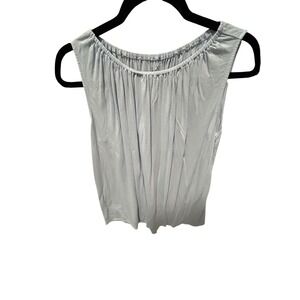 Loft Outlet Womens Light Blue Gathered Scoop Neck Rayon Sleeveless Shell Top M